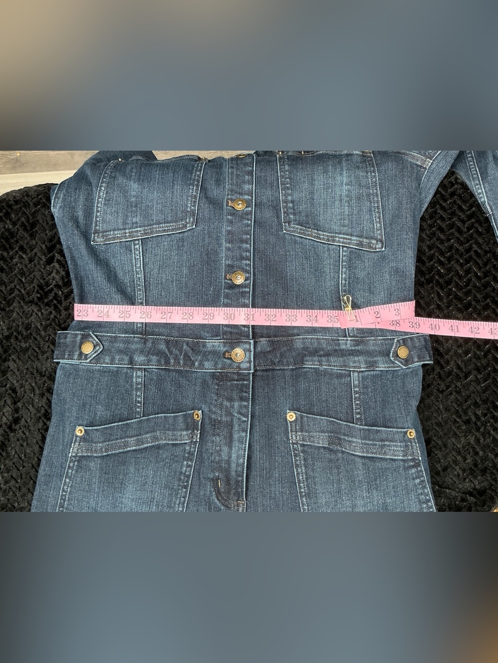 Women’s Blue Denim Workwear Jumpsuit - Classic Utility Style - Picture 13 of 14